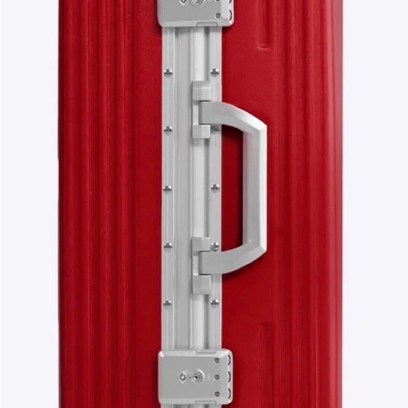 Red Carry-On Spinner Suitcase with Front Pocket - Picture 5 of 6